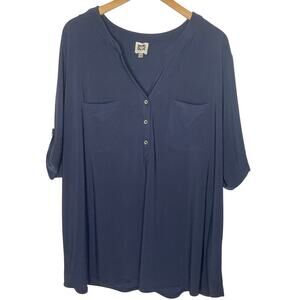 anne klein shirt navy $69 gold buttons coastal
